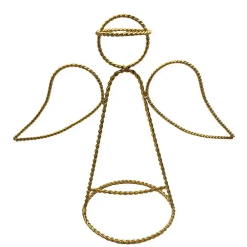 Large Gold Metal Angel Figurine - Twist Design Holiday Accent - Christmas Angel